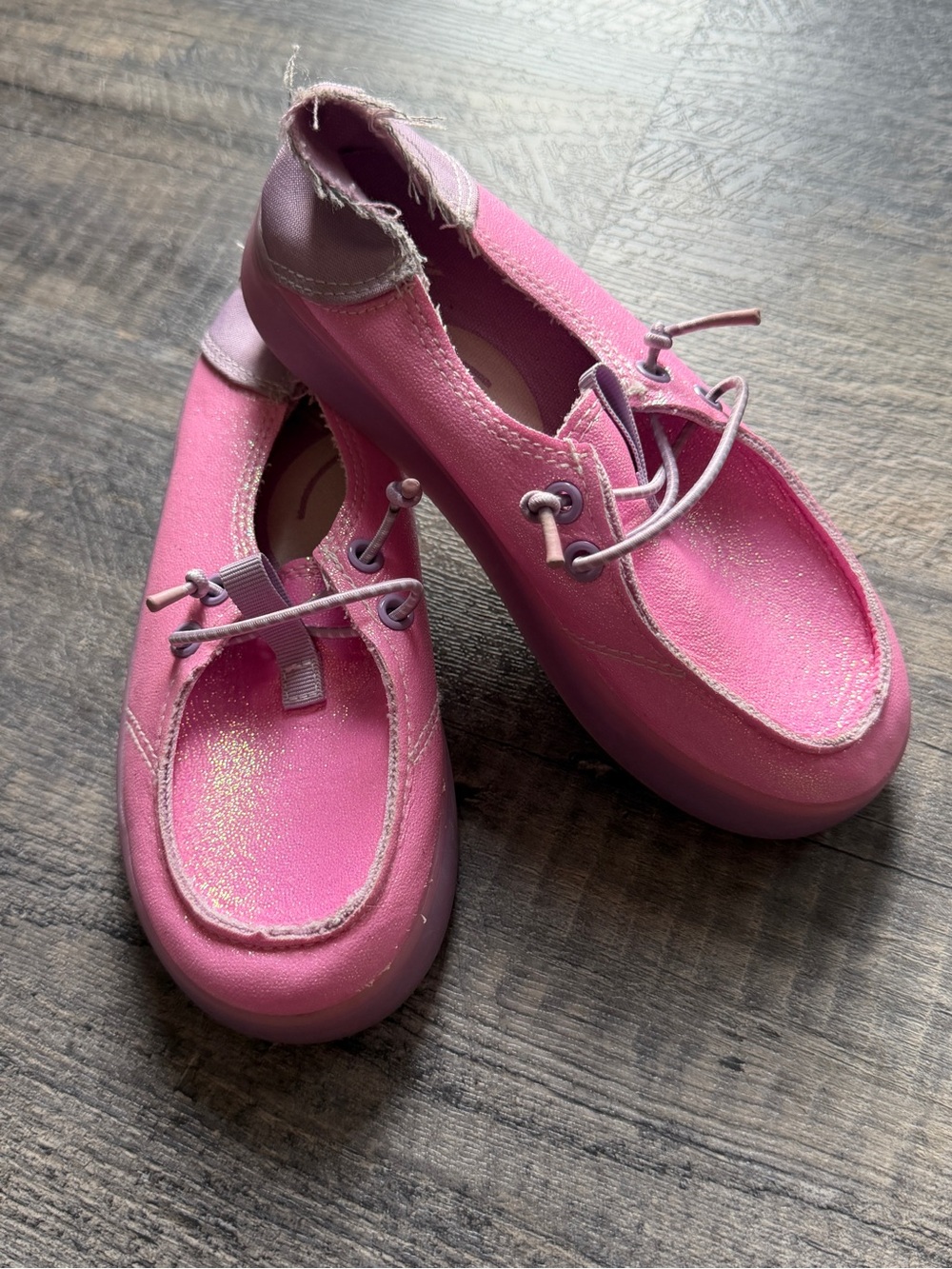 Members Mark Girls Pink Glitter Slip-On Shoes Jelly Sole Size 11 Pastel Summer